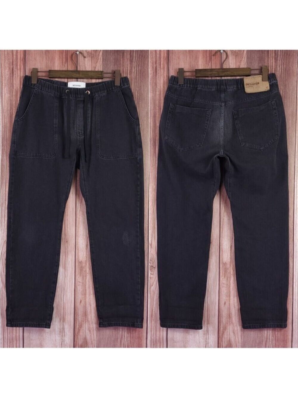 *FLAWS* One Teaspoon Medium Shabbies Drawstring Boyfriend Worn Black Denim Jeans
